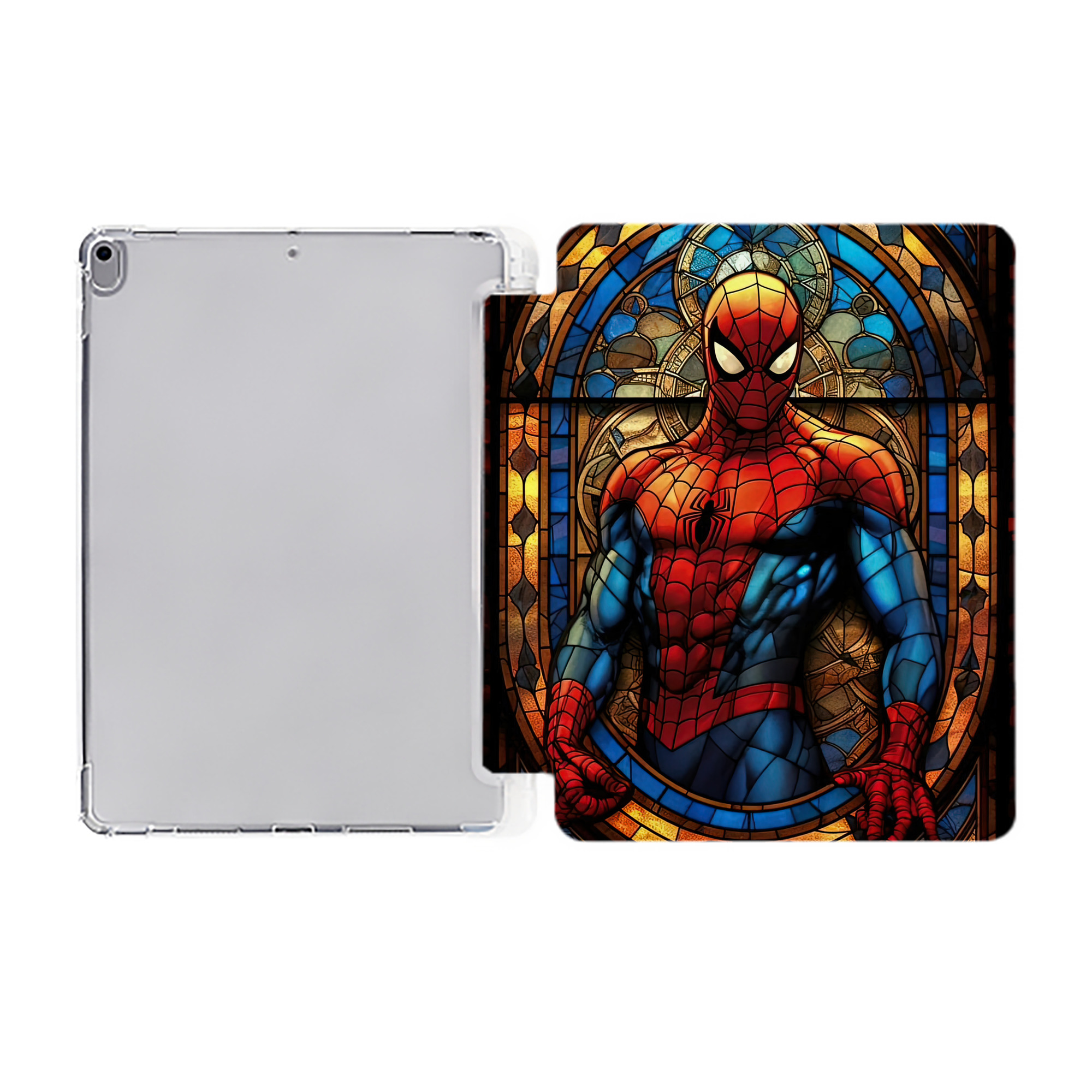 （画像用） Spider Man スパイダーマン IPad ケース ペン収納付き 三つ折りスタンド PUレザー×シリコン 対応機種9.5/10.5/10.9インチ